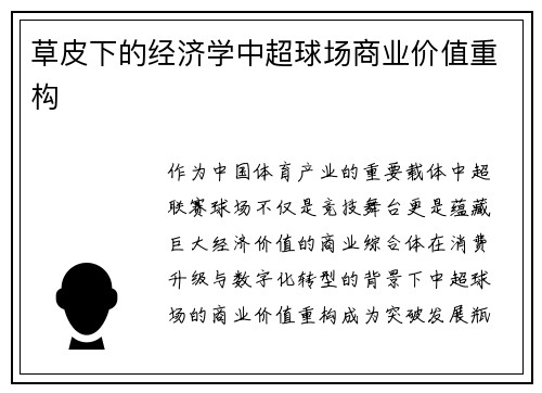 草皮下的经济学中超球场商业价值重构